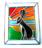 Sunset Hare Stained Glass Art Picture Suncatcher Handmade 012