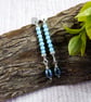 Earrings, Sterling Silver Long Droppers with Turquoise and Teal Pearl - Image 2