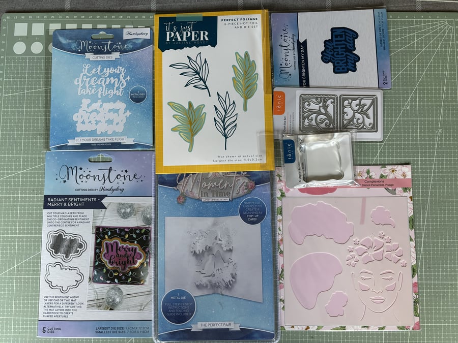 Card making supplies - Metal cutting dies, Stencil, Small Stamping Block
