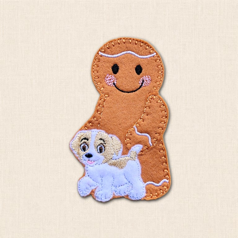 Dog Lover Gingerbread Decoration - Embroidered Pet Character
