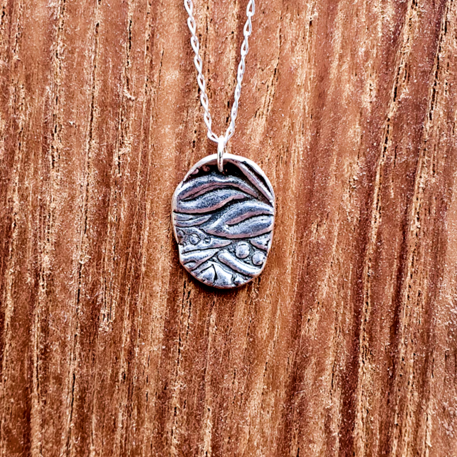 Recycled Fine Silver Freeform Pendant Necklace