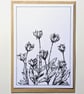 Orignal Black Ink Flower Painting A6