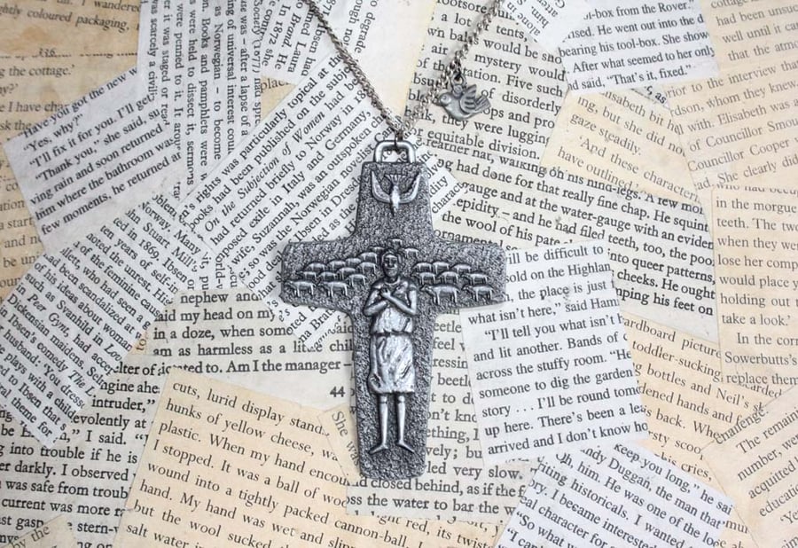 SALE Cross Crucifix Lamb Sheep Dove Necklace
