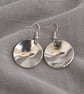 Silver Disk Earrings Aluminium, Hammered Texture Statement Drop Earrings - Image 4