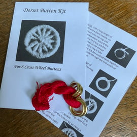 Kit to Make 6 x Dorset Cross Wheel Buttons, Carmine