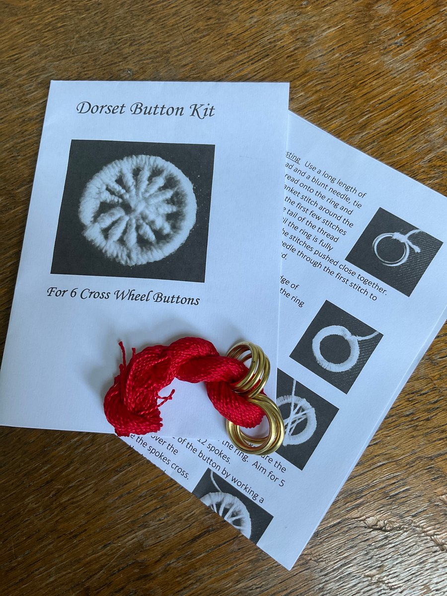 Kit to Make 6 x Dorset Cross Wheel Buttons, Carmine