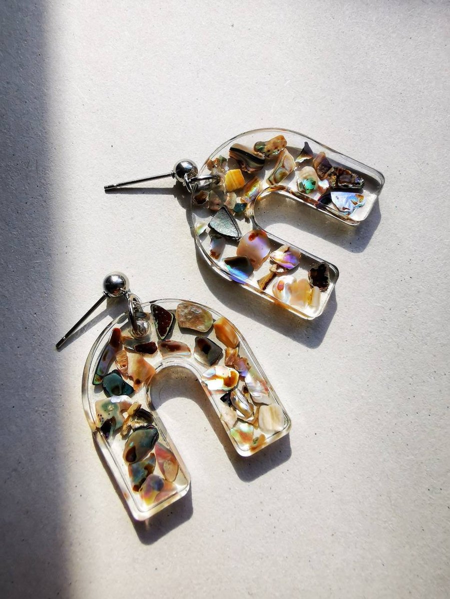 Seashell resin earrings, aesthetic jewellery, beach style, y2k, gift for her
