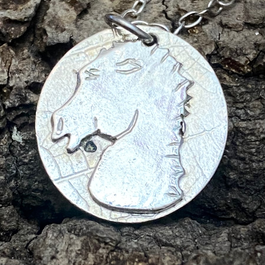 Horse Silver  Necklace , Sterling Silver Handmade.  Slight Second 