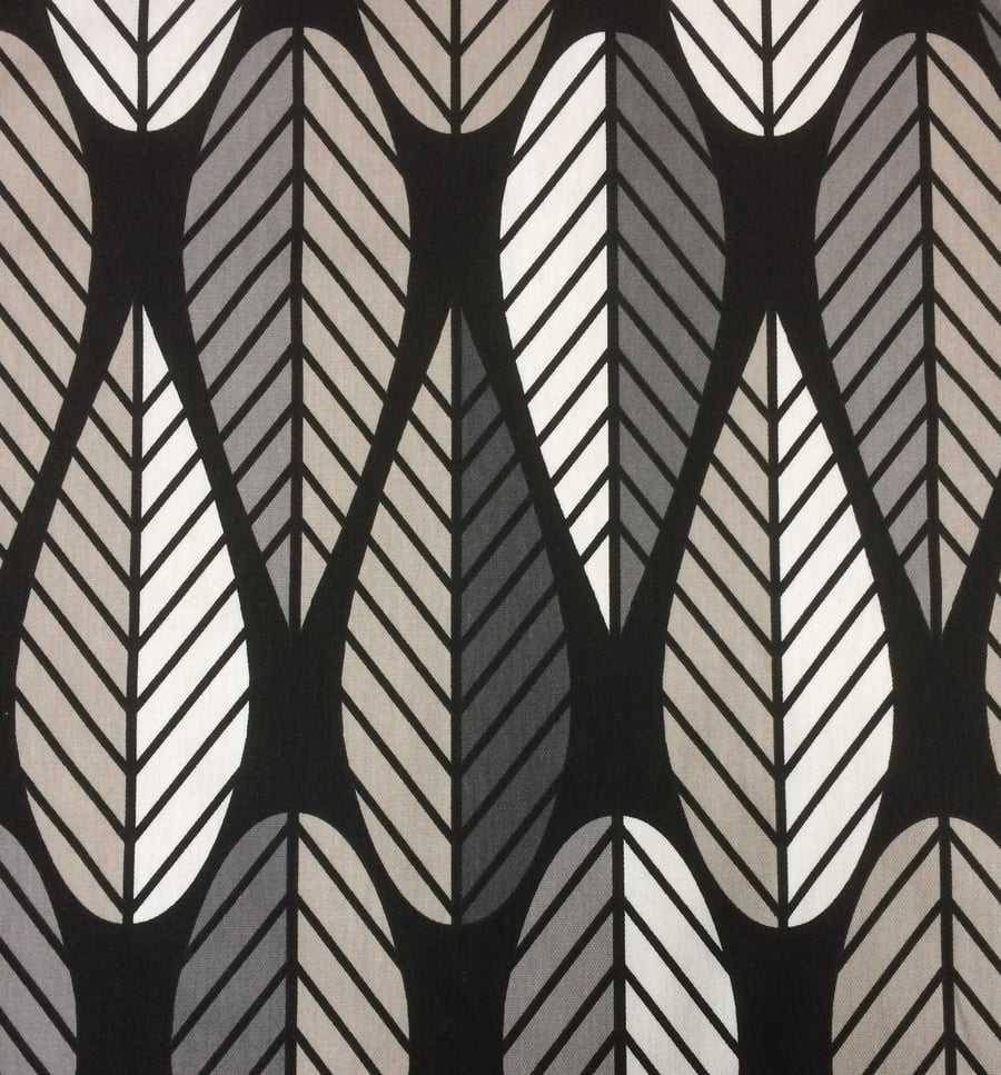 Bold Monochrome Nordic Leaf Retro fabric Lampshade