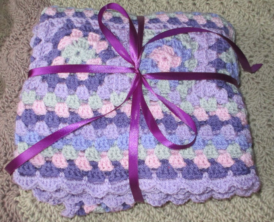 Crochet Baby Blanket in Shades of Purple