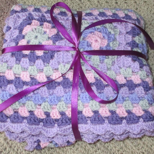 Crochet Baby Blanket in Shades of Purple