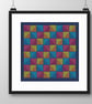 155 Cross Stitch Pattern 3Dgeometrical abstract lattice squares Optical illusion - Image 3