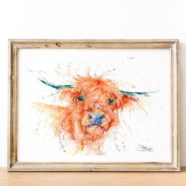 Highland Cow, Angus. A Fine Art Print from an Original Watercolour Painting