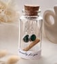 Wire Wrapped Moss Agate Earrings in a Message Bottle