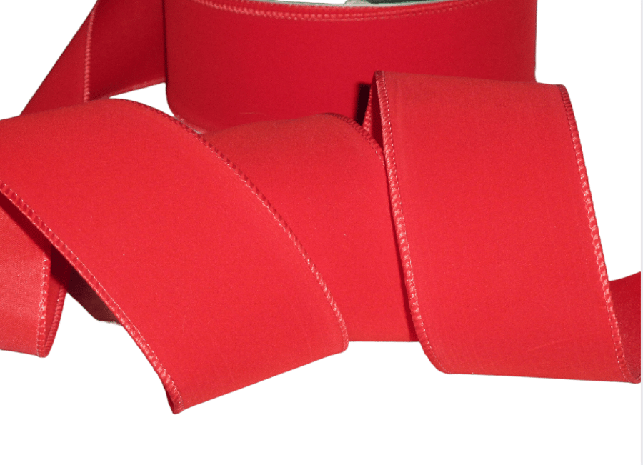 1 Metre Wire Edged Ribbon 63mm Wide Christmas Red Velvet Ribbon