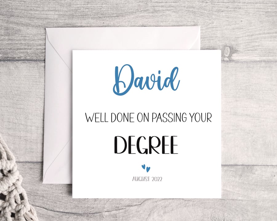 Personalised Well Done on Passing your Degree Card