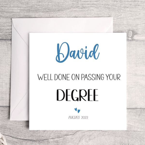 Personalised Well Done on Passing your Degree Card