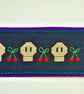 Skull and Cherries cross stitch bookmark - Image 2