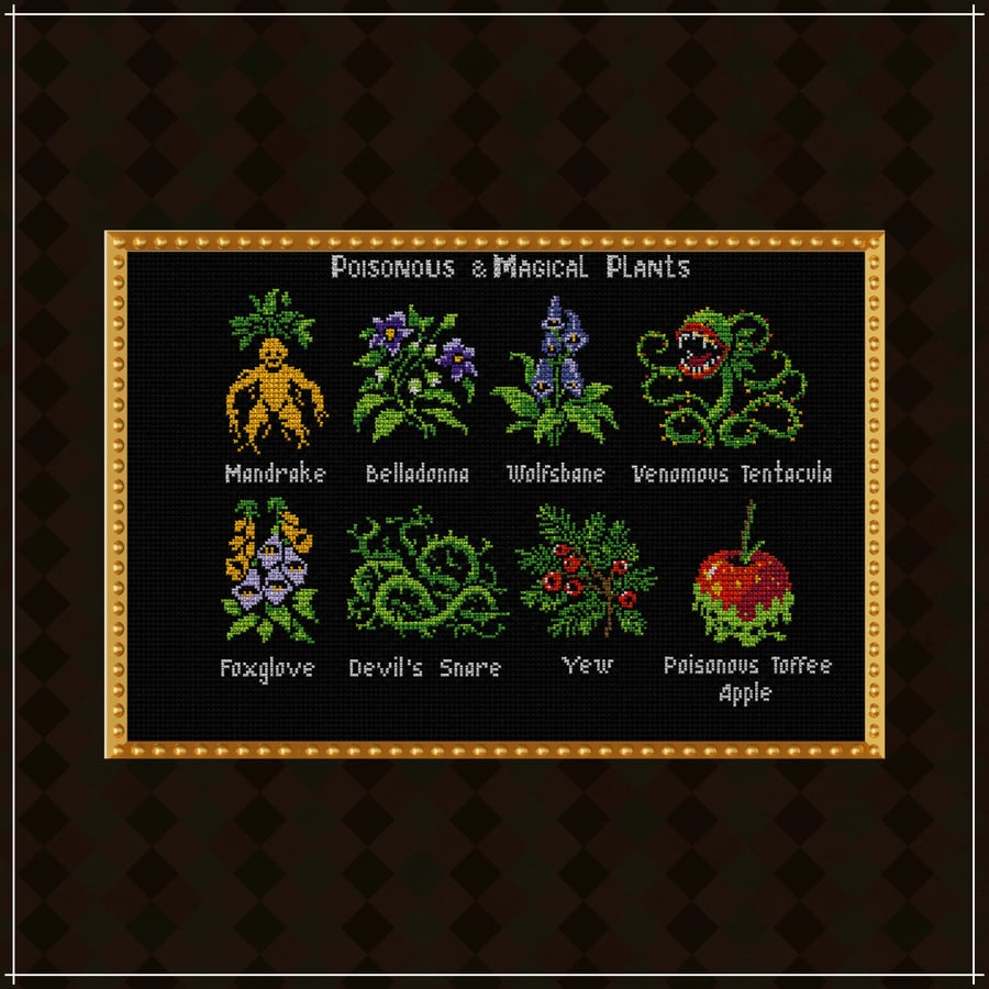 Victorian Poison Garden Cross Stitch Pattern PDF