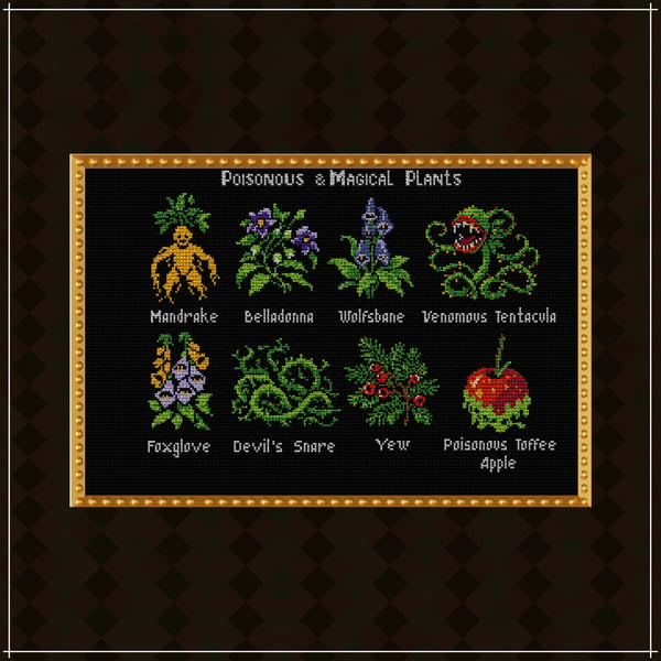 Victorian Poison Garden Cross Stitch Pattern PDF