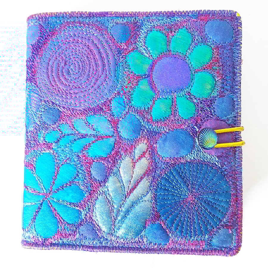 Textile Art Book Cover with Square Sketchbook 
