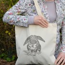 Organic cotton Bunny Tote bag - My Bun bag -