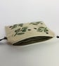 Mediterranean Olives Print Linen Zip-Up Pouch; Makeup Bag; Hand printed Purse  - Image 3