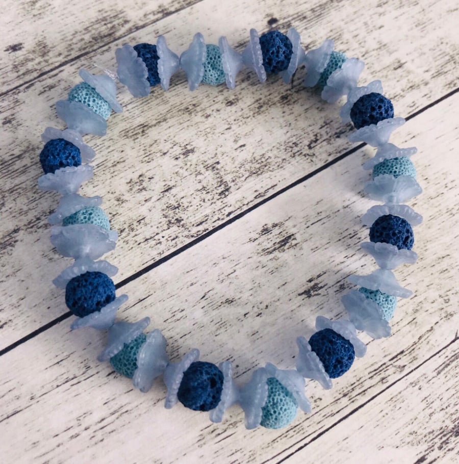 Lucite & Lava Beaded Bracelet 