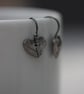 Silver Heart Earrings with Leaf Pattern - Image 5