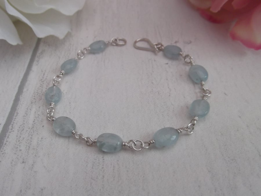 Aquamarine gemstone bracelet throat chakra birthstone March Gemini