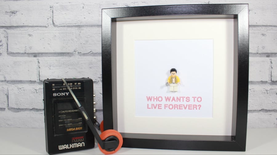 FREDDY MERCURY - Queen - Framed custom Lego minifigure