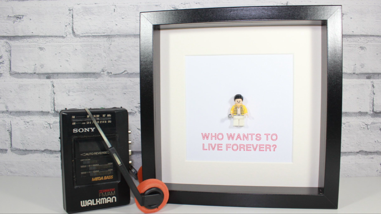 FREDDY MERCURY - Queen - Framed custom Lego minifigure