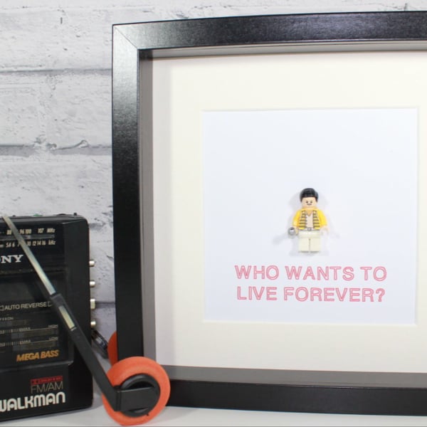 FREDDY MERCURY - Queen - Framed custom Lego minifigure