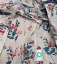 Bath robe upcycled textile kimono style blue and cream floral dressing gown - Image 5