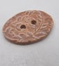 Large Sand Brown Sprig Oval Handmade Ceramic Button - Image 2