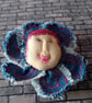 Flower Baby Brooch - Denim with Red Hair - Image 2