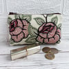 Large Purse, Coin Purse with Stylised Pink Roses 