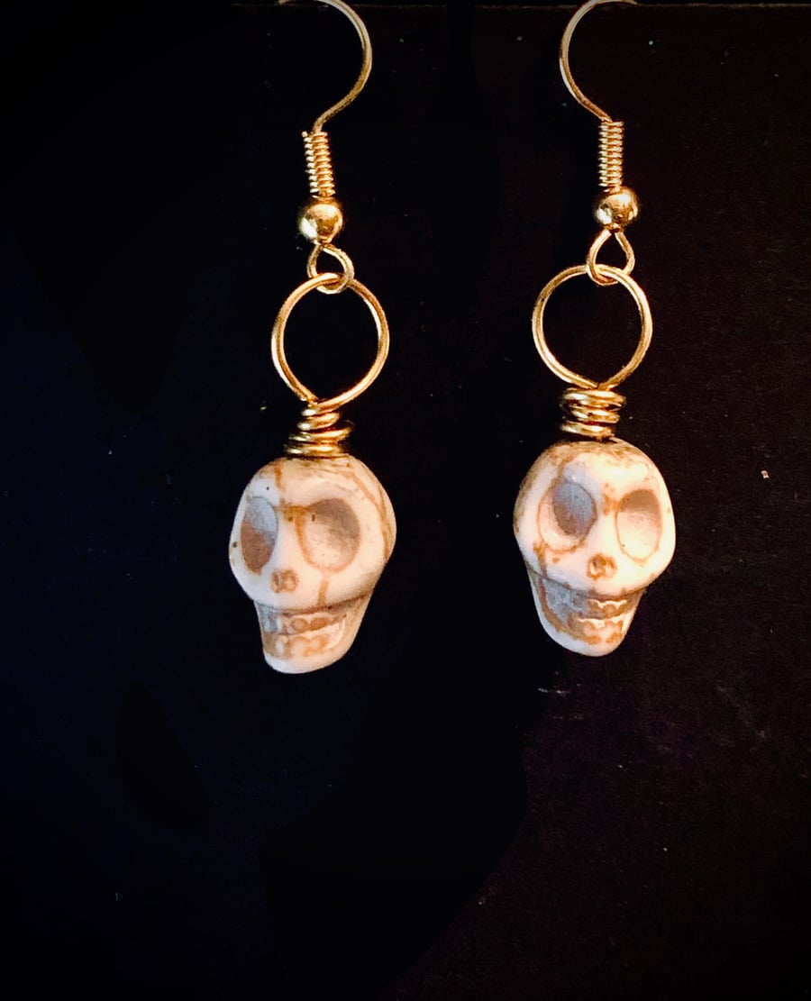 Skull bead earrings. 