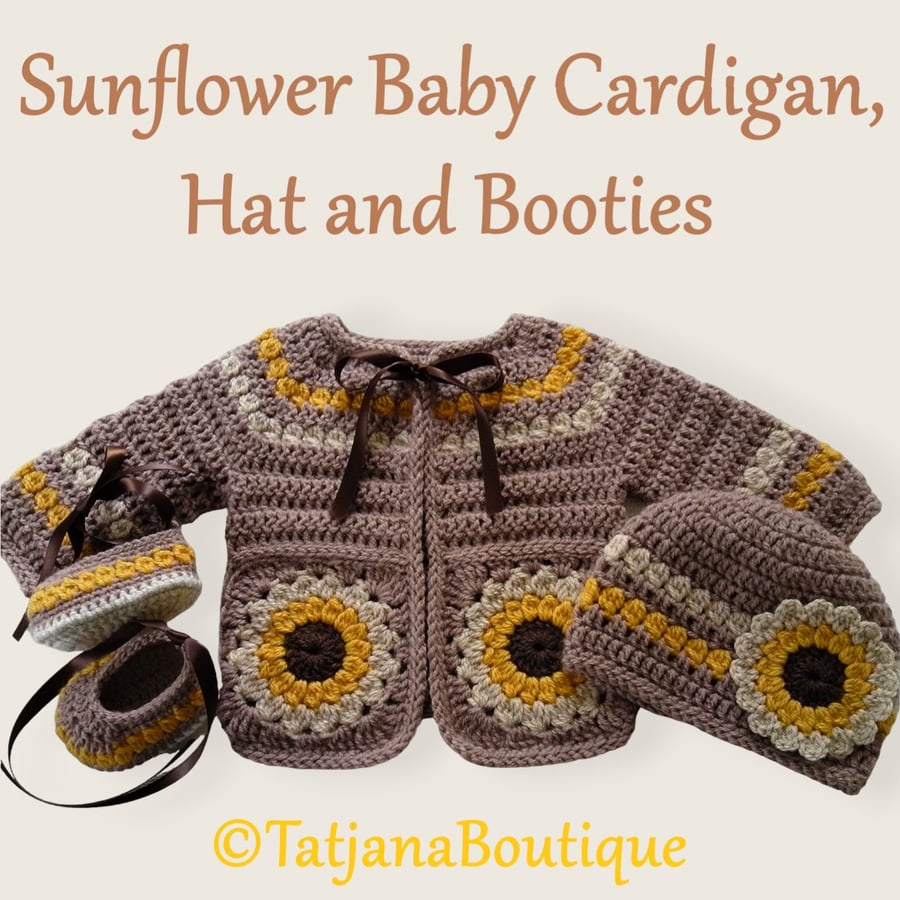 Crochet Pattern Baby Cardigan, Hat and Booties, Same Day Delivery PDF 145