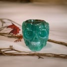 Hear no evil Green or Blue Resin Skull Bowl – Handmade Gothic Home Décor 
