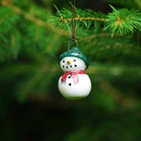 Snowman with Red Scarf and Green Hat - Decorations 