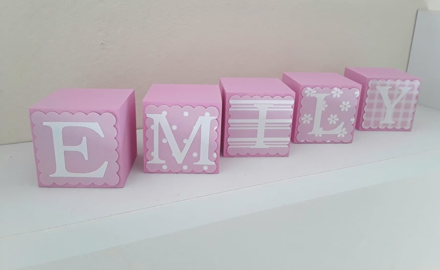 4cm & 5cm Personalised Baby Blocks,Painted Blocks,Baby Boy Blocks,Baby Girl Bloc