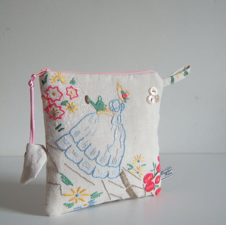 Cosmetics or storage bag with upcycled vintage ... - Folksy