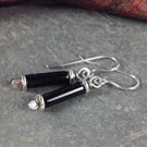 Scrolls black onyx silver earrings
