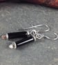 Scrolls black onyx silver earrings