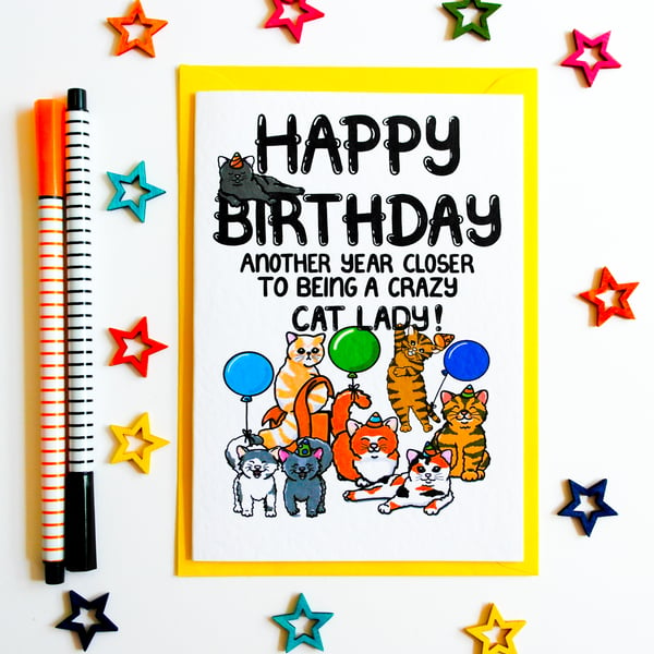 Funny Cats Birthday Card, Cat Owner Birthday Card