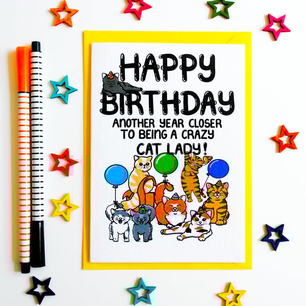 Funny Cats Birthday Card, Cat Owner Birthday Card