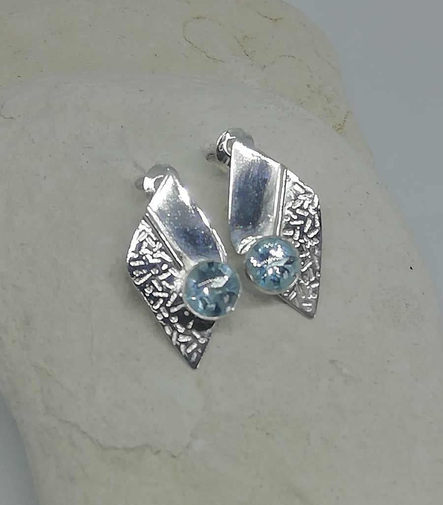 Silver and Topaz Speckled Ear Studs