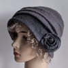 Felted wool cloche hat: Shades of grey, double layered