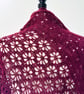 An Asymetrical Handmade Crochet Shawl in Burgundy Silk, Yak and Merino Wool